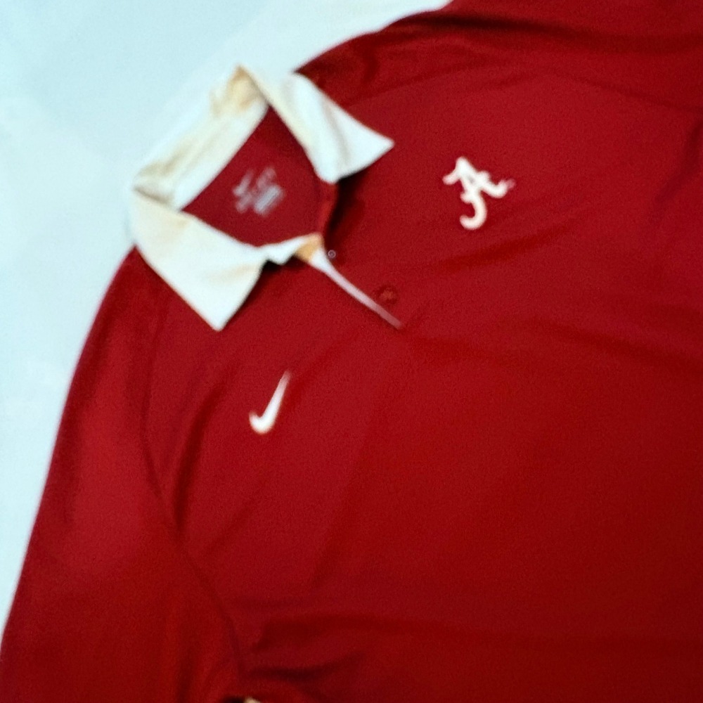 Nike Alabama Crimson Tide Dri-FIT Polo Shirt Mens XXL Red White Short Sleeve
